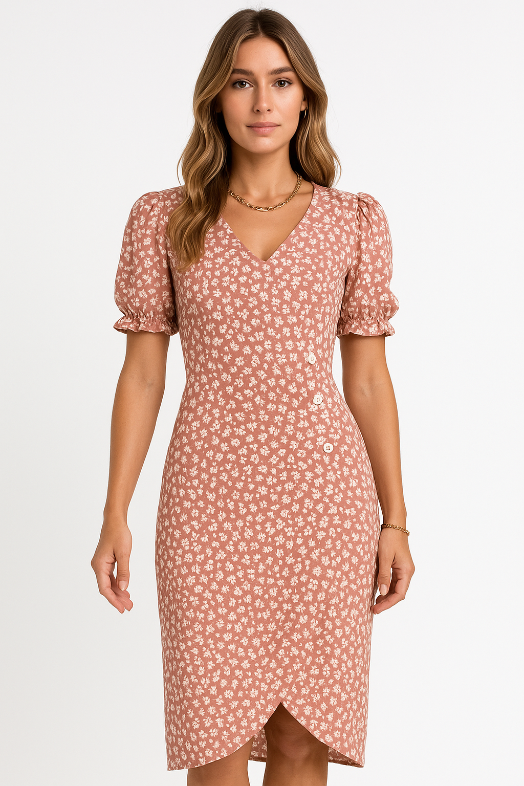 Cute Button-Front Midi Dress – Summer Split